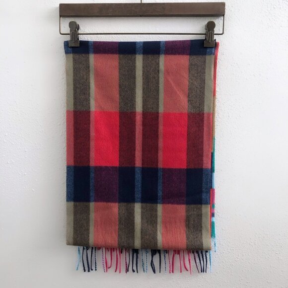 100% CASHMERE Plaid Scarf - Picture 2 of 4